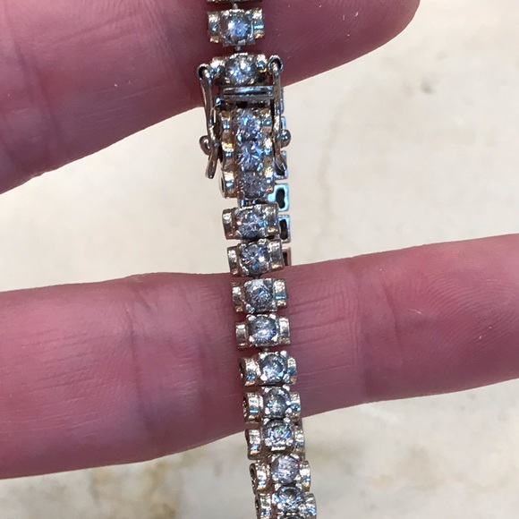 Sterling Vermeil cubic zirconia tennis bracelet - Picture 6 of 12